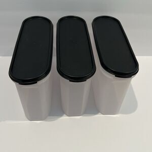 Tupperware Set Of 3 Modular Mates Super Oval #3 Containers Black Seal Lids